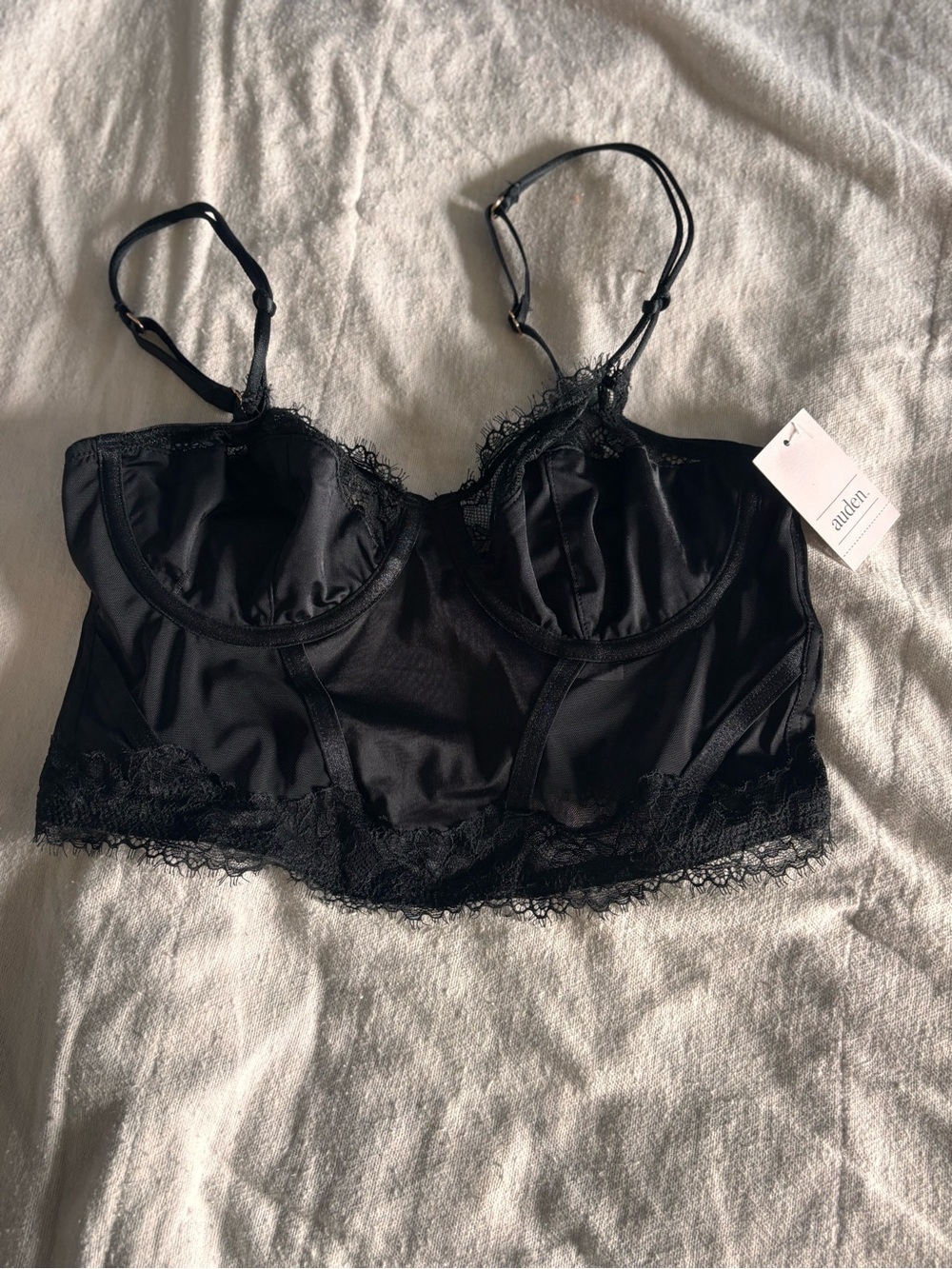 NWT Auden Lingerie Top Small Black. Underwire, lace, spaghetti strap. - Picture 1 of 4